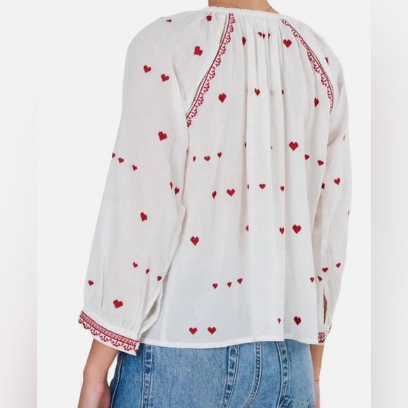 M.A.B.E. Heart Embroidered V-Neck Blouse (NWT) - Large - Picture 3 of 7